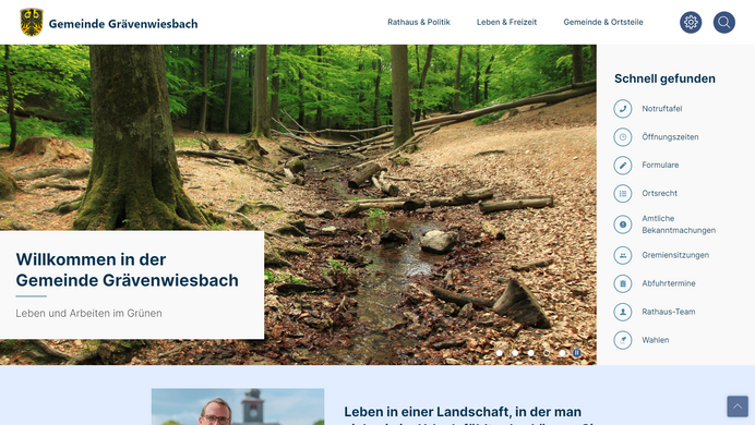 Startseite von der Homepage